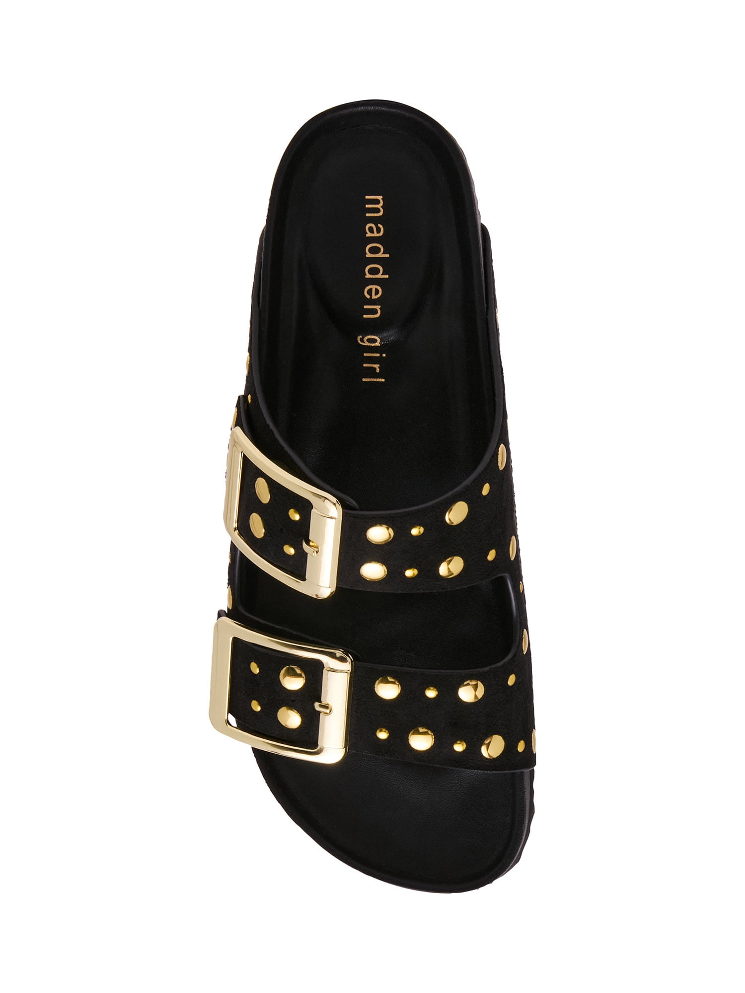 Madden Girl Women's Bodie-S Two Strap Studded Buckle Footbed Sandals
