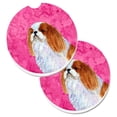 thumbnail image 1 of Pink English Toy Spaniel Set of 2 Cup Holder Car Coaster, 1 of 1