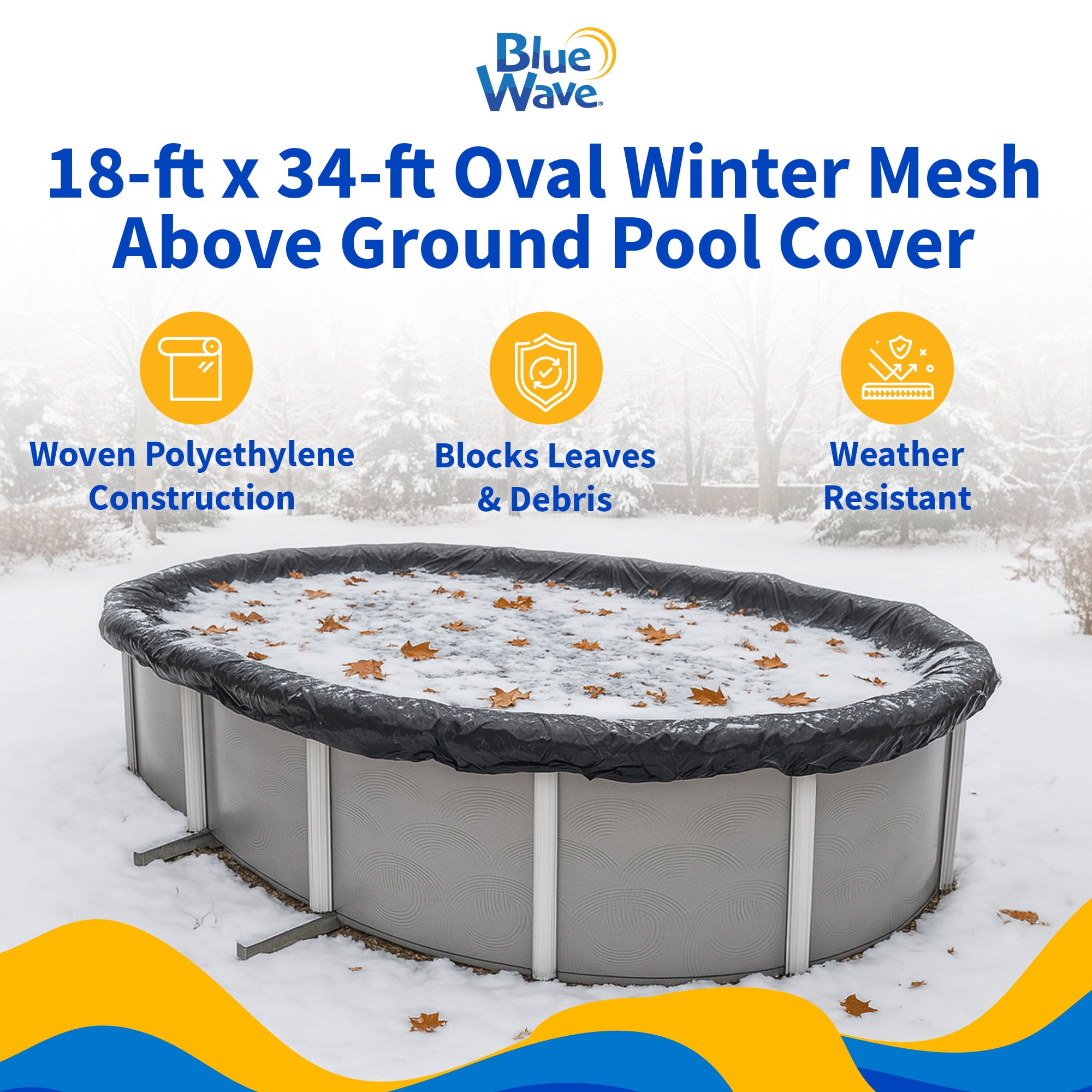 Blue Wave 18' x 34' Oval Rugged Mesh Above Ground Pool Winter Cover