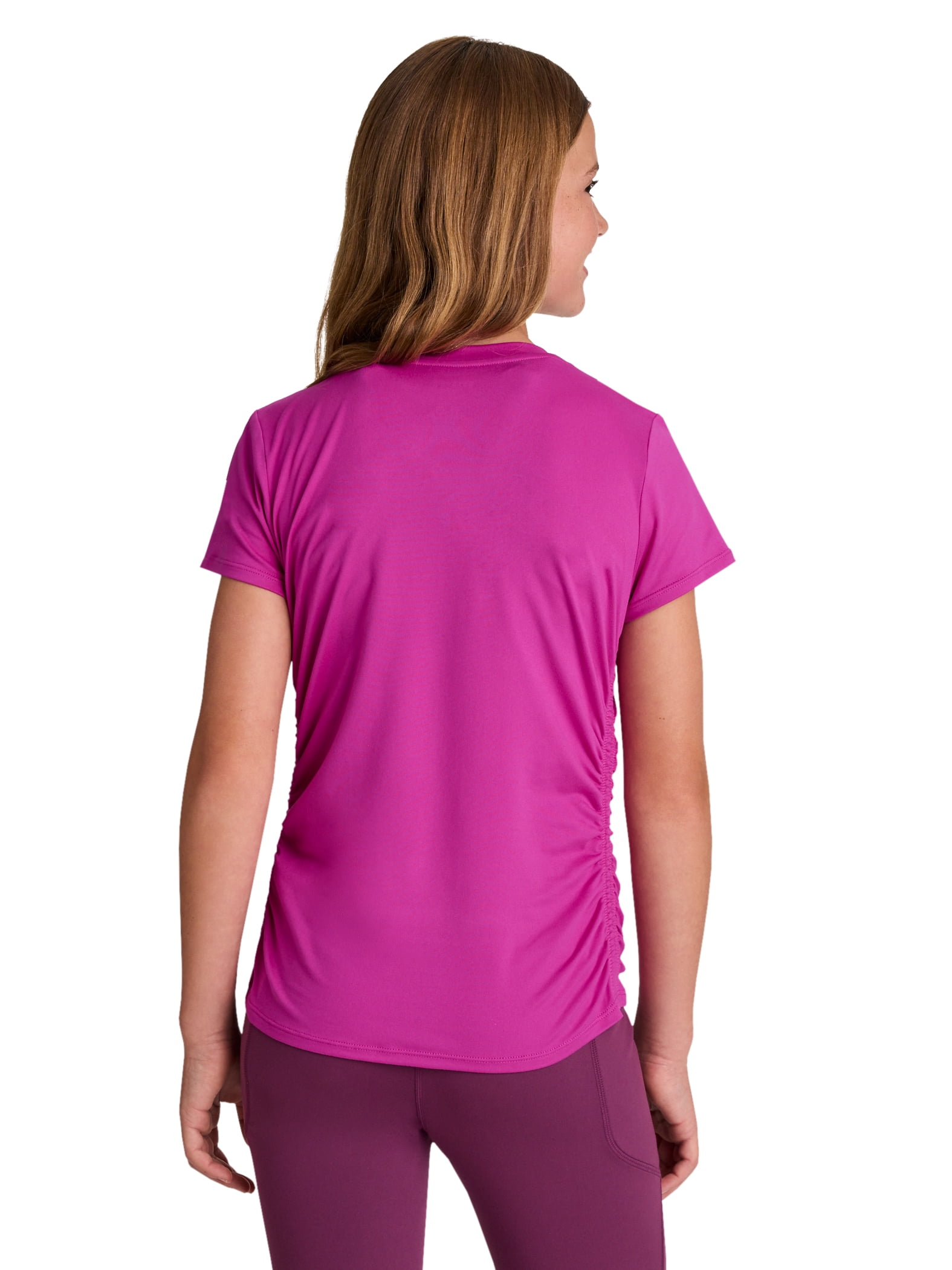 Reebok Girl's Legacy Short Sleeve Ruched Performance Top, Sizes 4-18