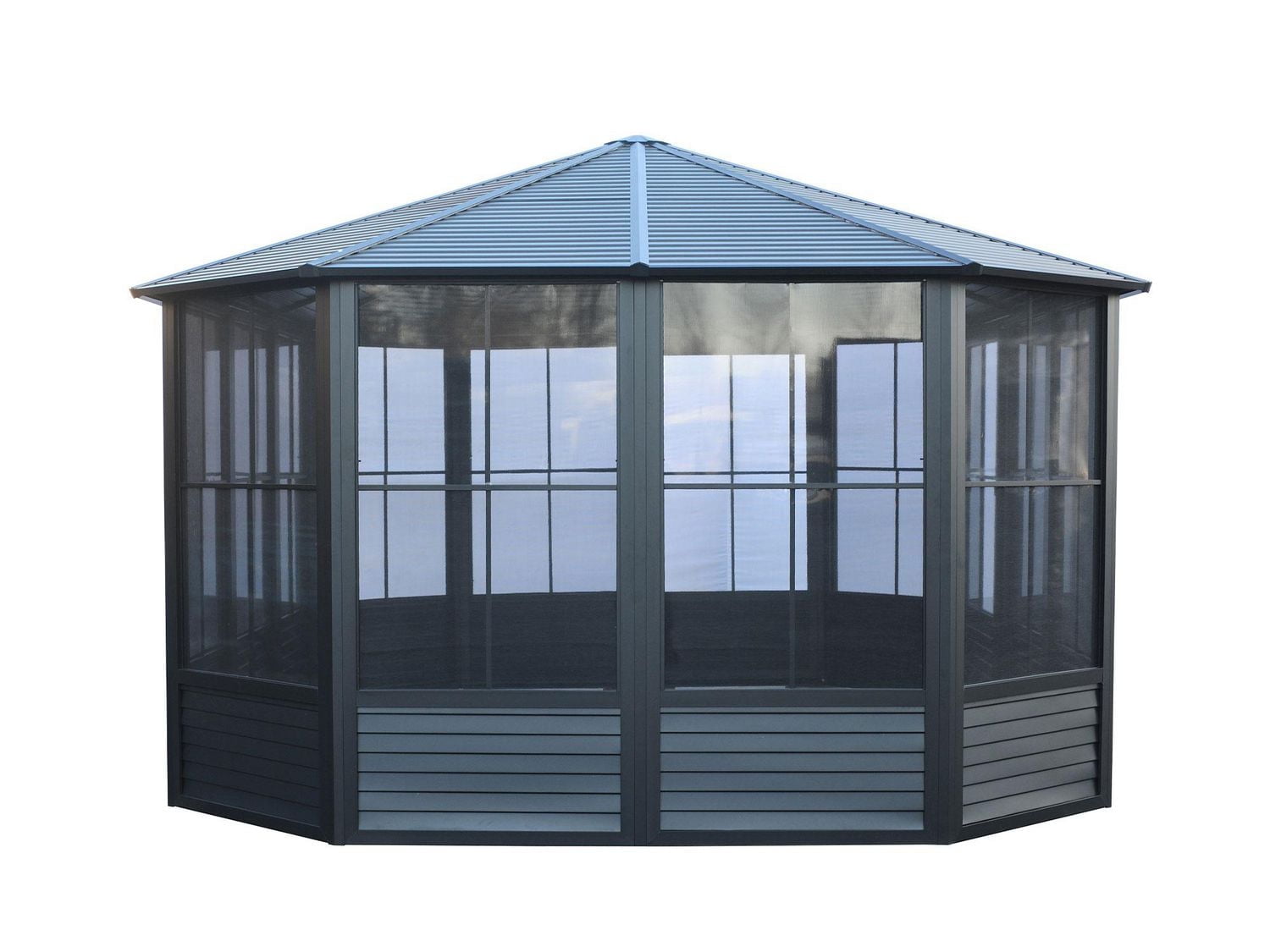 Gazebo Penguin Florence Solarium Metal Roof 12 ft. x 15 ft. in Black