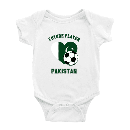 

Future Soccer Player Pakistan Soccer Fan Cute Baby Romper (White 18-24 Months)