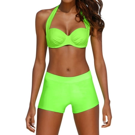 

koaiezne Women Padded Set Sporty with Boy Shorts Bikini Swimsuit Swimwear Bathing Swim Bras for Women with Support Swim Dress Bathing Suits for Women