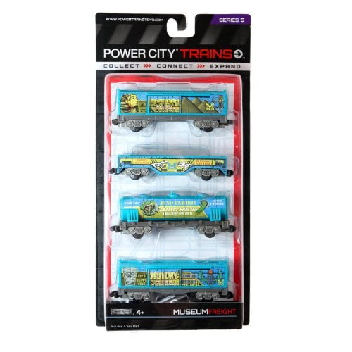 Jakks Pacific Year 2013 Power City Trains Series Juego de 4 accesorios para trenes - MUSEUM FREIgHT con 2 furgones de cola, vagón de transporte de mercancías y cisterna "Transportador de especies exti Jakks Pacific 43227-765