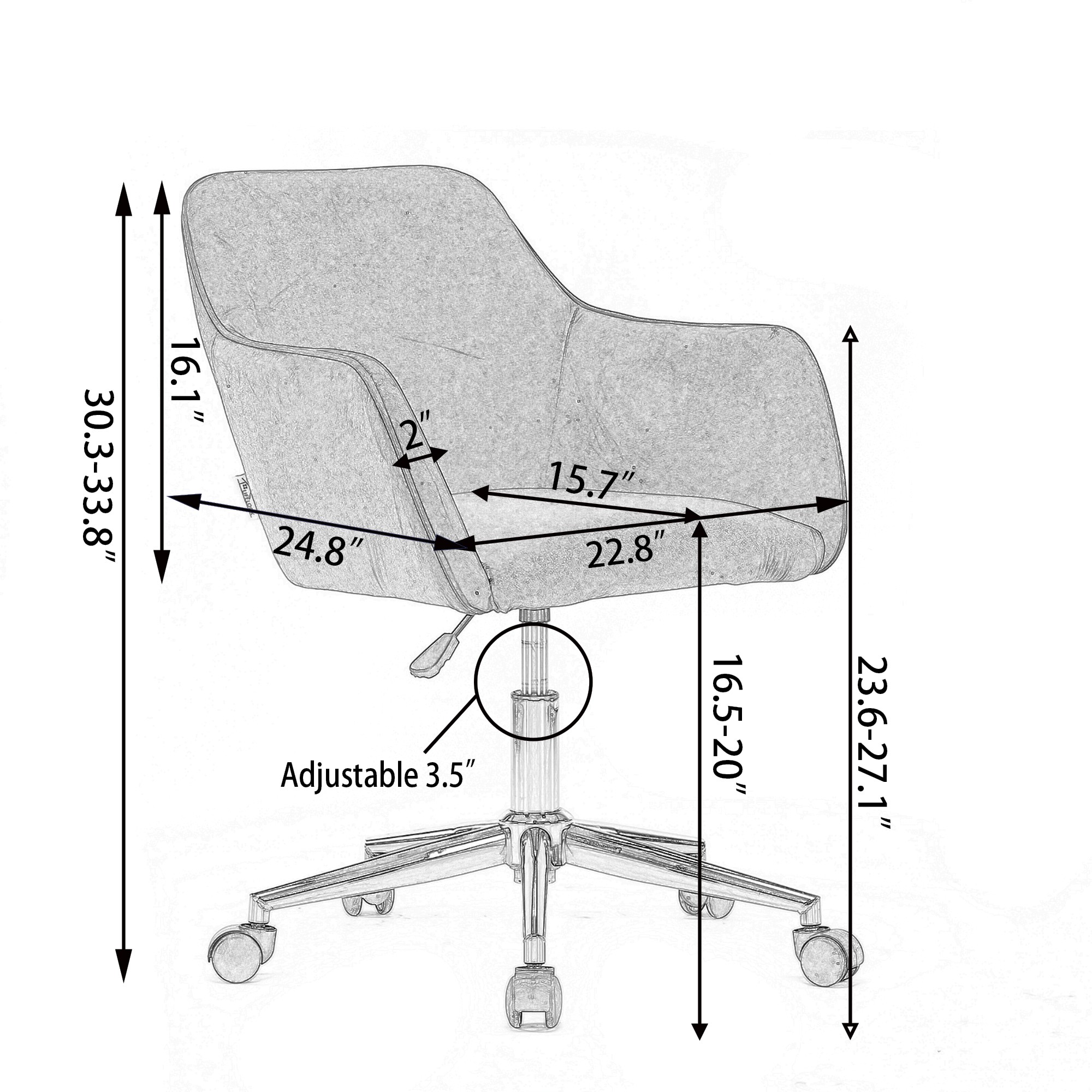 Yellow Office Chair,Swivel Home Office Chair with Wheels,Modern Teddy Vanity Task Computer Chair with Adjustable Height