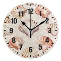 Yayeee 10" Wall Clock Battery Operated Quartz Round Silent Non-Ticking Home Decor,Purple Seashell