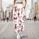 thumbnail image 2 of Gibobby pantalones termicos mujer Mujer Otoño e Invierno Casual moda Navidad divertido impreso cintura elástica pantalones deportivos pantalones casuales (Blanco, M), 2 of 4