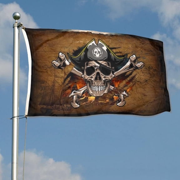 mokarier Pirate Flag Jolly Roger Skull With Crossbones Flag Banner Outdoor Indoor Decoration Flag 3x5Feet Double Stitched Polyester with Brass Grommets