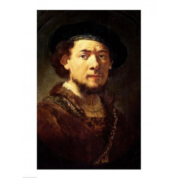 Posterazzi BALXIR159178LARGE Portrait d'Un Homme avec une Chaîne en Or Ou Autoportrait avec Affiche de Barbe Imprimé par Rembrandt Van Rijn - 24 x 36 Po. - Grand