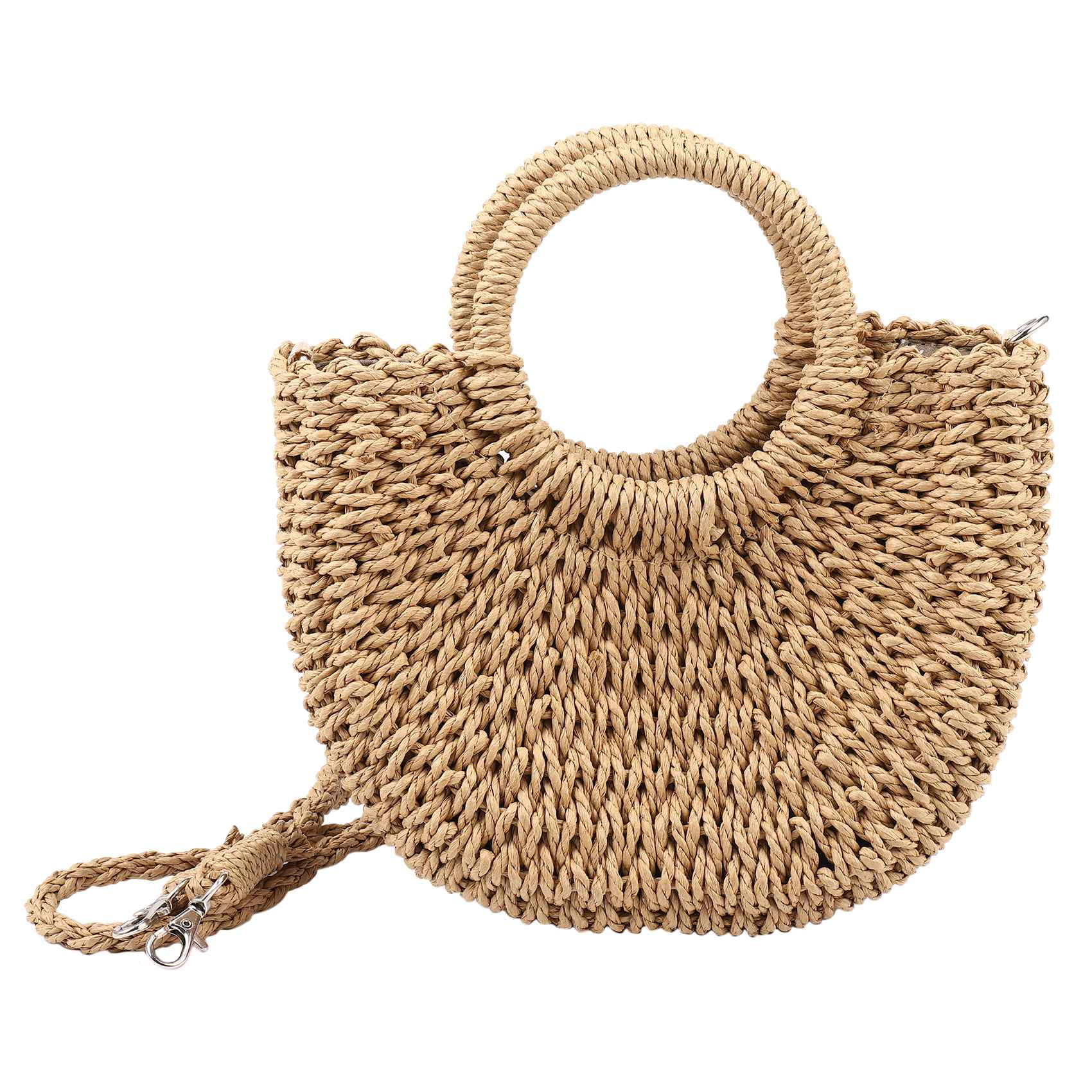 Handmade Rattan Woven Tassel Handbag Vintage Retro Straw Knitted Messenger Bag 