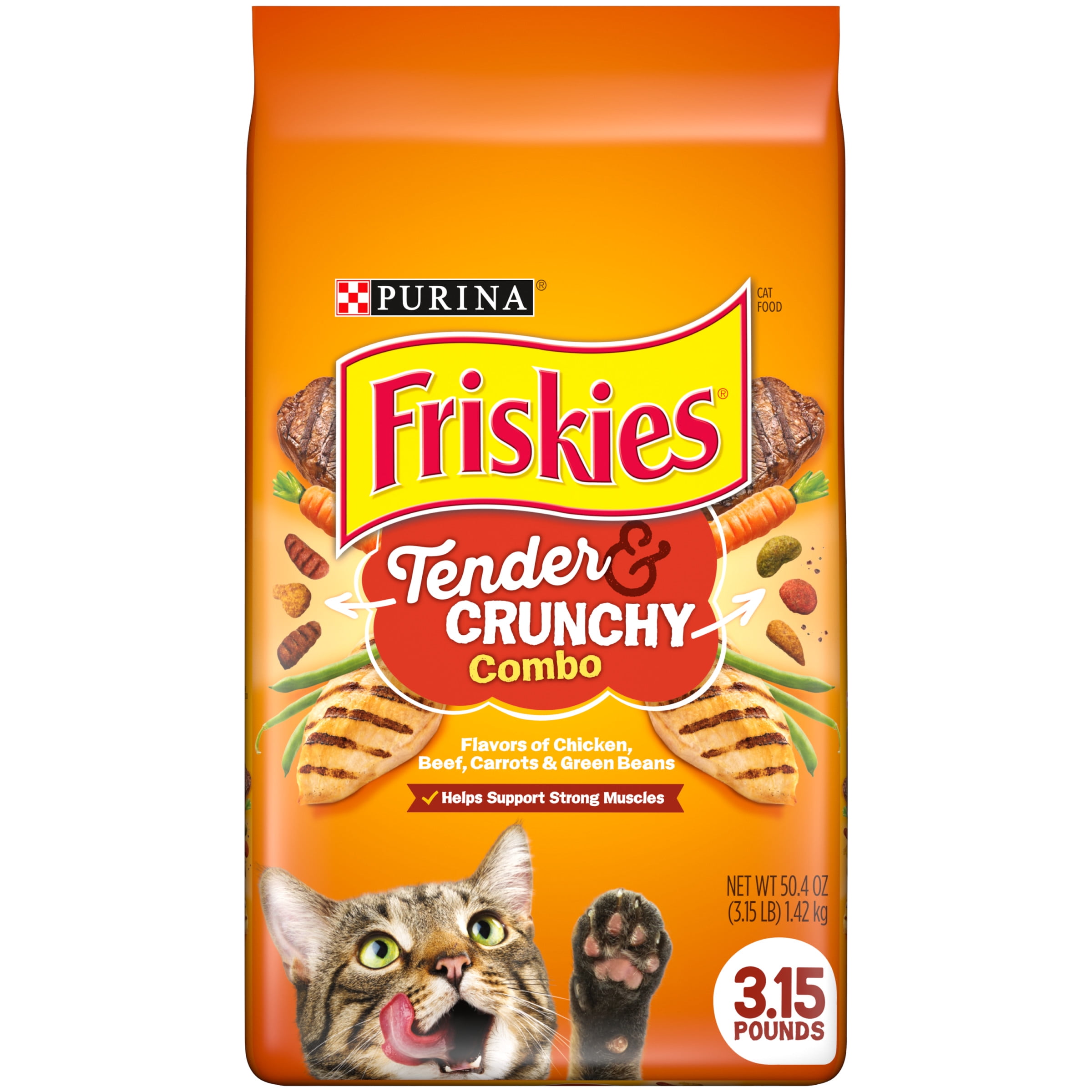 Friskies Tender & Crunchy Combo Dry Cat Food, 3.15 lb Bag