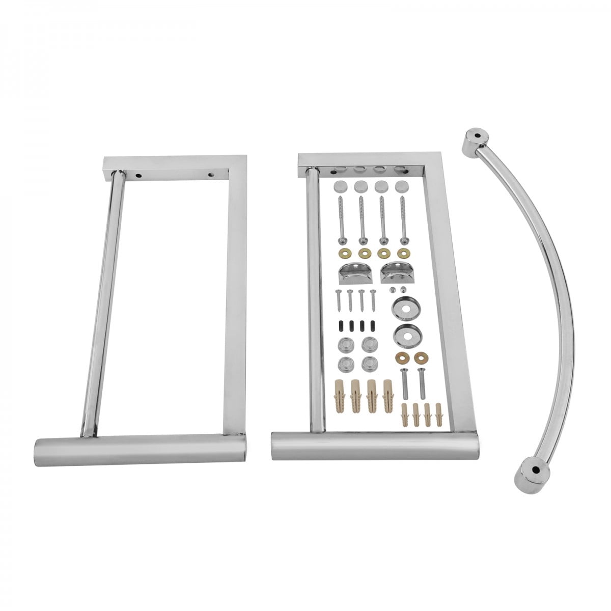 Haiku Glass Wall Mount Console Sink Round Bowl Bathroom Vessel Sink 23 3/4" Clear Tempered Glass Console w/Chrome Faucet, Pop Up Sink Drain and Towel Bar Combo | Renovators Supply