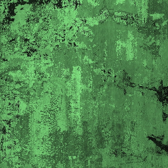 Ahgly Company Indoor Square Oriental Emerald Green Industrial Area Rugs, 3' Square