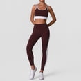thumbnail image 2 of PISONIC Women 2 Piece Workout Sets Color Block Sports Bra High Waist Tummy Control Active Leggings Yoga Outfit Set, 2 of 7