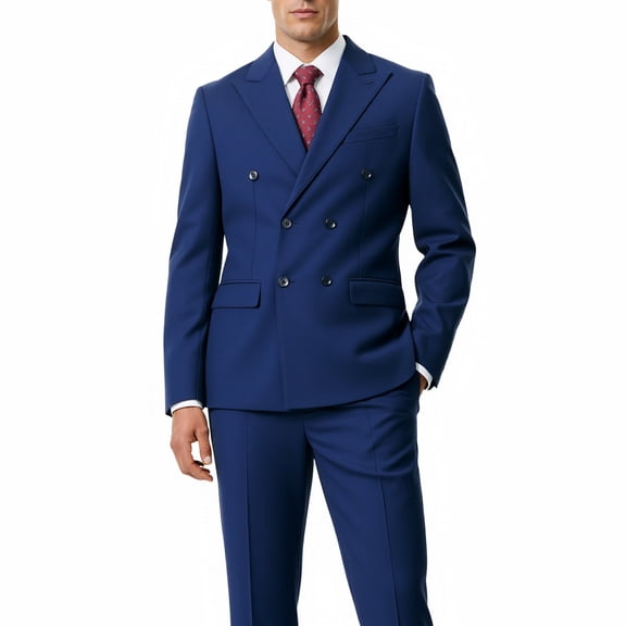 Beauty-Emily Men's Classic Double-Breasted Suit Set – Slim Fit 2-Piece Blazer & Pants, Formal Business Suit for Office, Wedding & Events