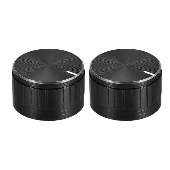 2 pcs Potentiometer Knob Knurled Shaft Black Aluminum Groove Surface Rotary Knob 30mmx17mm Volume Control Knob