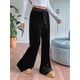 thumbnail image 5 of Pantalones de Terciopelo para Mujer con Cintura con Cordón y Pierna , Pantalones Casuales de Estar por Casa. Negro XL, 5 of 10