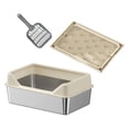 thumbnail image 1 of Caja de arena para gatos de acero inoxidable, inodoro para gatos para acampar, oficina, para gatos de interior Pantalón corto color caqui, 1 of 10