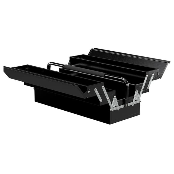 22" inches Metal Tool Box, Portable 5-Tray Cantilever Steel Tool Chest Cabinet, Black