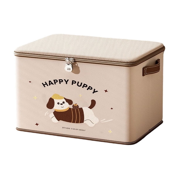 Bolsa de almacenamiento privada con cerradura y combinación | Organizador de tela beige de 38 x 25 x 25 cm | Organizador para juguetes y ropa con estampado de perro | Portátil, seguro y lavable,