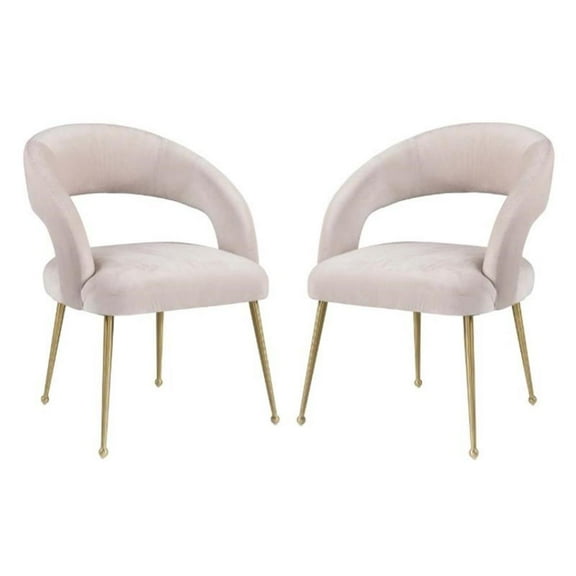 Home Square Rocco 19" Modern Velvet Dining Chair in Pink & Gold - Set of 2