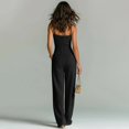 thumbnail image 5 of NMMUED Long Rompers for Women Casual Dressy Spaghetti Strap Wide Leg Jumpsuit Summer Sleeveless High Waist Pants Outfit Pockets Black XXL, 5 of 6