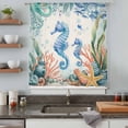 thumbnail image 4 of Seahorse Coastal Sheer Curtains 54 Inches Long, Summer Nautical Starfish Coral Beige Light Filering Curtains, Breathable Simi Curtain Privacy Drapes for Kitchen Bathroom Small Window Treatment, 4 of 9
