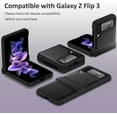 thumbnail image 5 of Compatible Hinged Case for Samsung Galaxy Z Flip 3 with Screen Protector, Heavy-Duty Shockproof PU Leather +Hard PC Galaxy Flip 3 Case Protective Cover Samsung Z Flip 3 Case Women Men-Black, 5 of 17