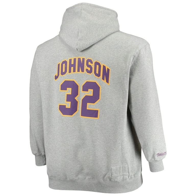 Men's Mitchell & Ness Magic Johnson Heathered Gray Los Angeles Lakers Big &  Tall Name & Number Pullover Hoodie