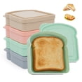 thumbnail image 4 of 4-Pack Sandwich Containers, BPA-Free Plastic Toast-Shaped Lunch Box with Lid – Reusable, Microwave & Dishwasher Safe Food Storage Box, 4 of 8