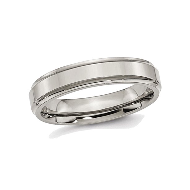 Gem And Harmony Mens 5mm Comfort Fit Ridged Edge Titanium Wedding