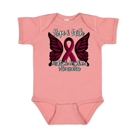 

Inktastic Multiple Myeloma Cancer Awareness Hope & Faith with Butterfly Ribbon Gift Baby Boy or Baby Girl Bodysuit