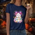 thumbnail image 5 of Towmus Halloween Shirt Women Oversized Sequin Ghost Graphic Tshirt Fall Short Sleeve Tee Tops, 5 of 7