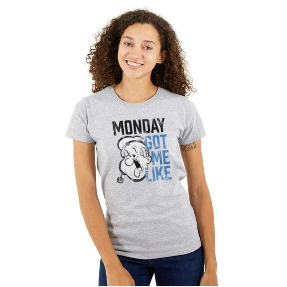 Funny Monday Got Me Like Popeye Mood Women's T Shirt Ladies Tee Brisco Brands S