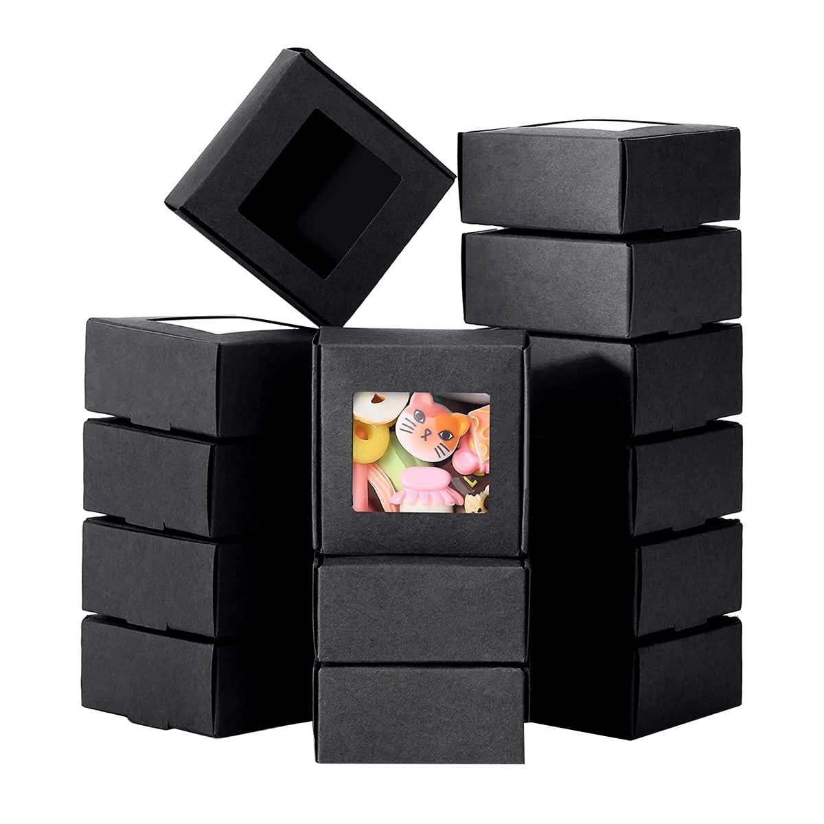 Buy 50 Pieces Mini Kraft Paper Box with Window Present Packaging Box ...