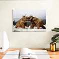 thumbnail image 3 of Elephant Stock Fighting Woolly Mammoths Wall Art - Horizontal Canvas Wall Art - Living Room Wall Decor - Animal Canvas - Beige And Gray Decor - 12" x 8", 3 of 8