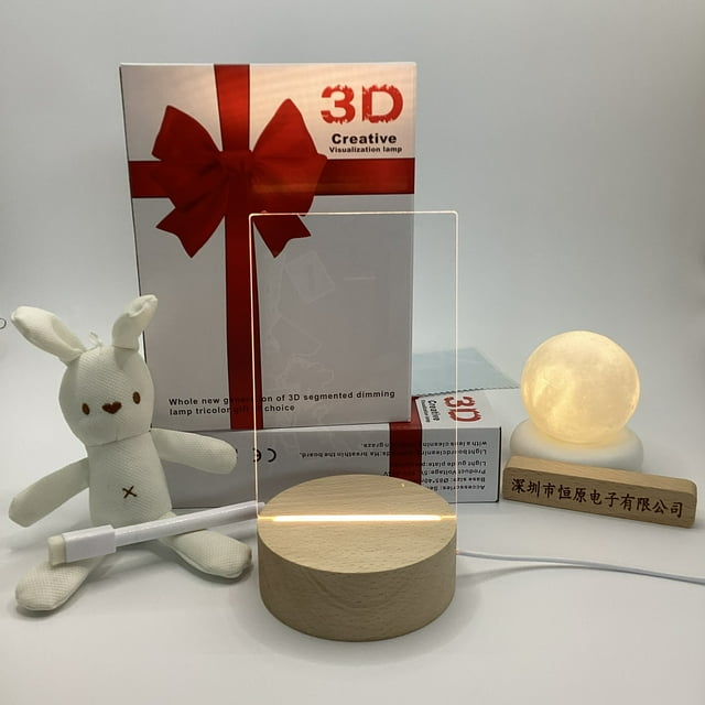 sale solid wood message board night light 3D Creative light acrylic table lamp atmosphere lamp
