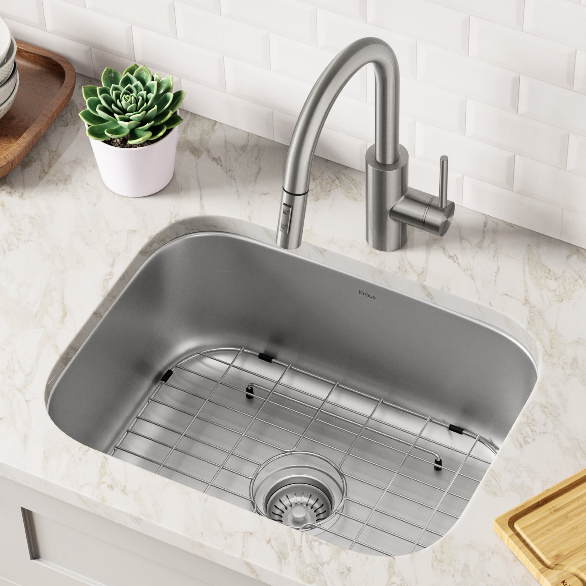 KRAUS Premier 23” Undermount Single Bowl 18-Gauge Stainless Steel