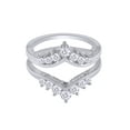 thumbnail image 1 of Round Shape White Cubic Zirconia Chevron Enhancer Guard Ring 10k White Gold Ring Size - 9, 1 of 3