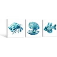 thumbnail image 2 of -Ocean Art Prints Tropical Wall Art Wall Blue Fish Blue Shells Hermit Crabs for Bathroom Kitchen Decoration 16x16Inchx3 pcs, 2 of 6