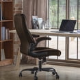 thumbnail image 2 of CELTOSS Executive Office Chair, Big and Tall Ergonomic PU Leather Desk Chair, Wide Design with Cushioned Seat, Back Support and Flip-Up Armrests, Heavy Duty, Brown, 2 of 14
