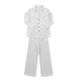 thumbnail image 7 of Mifsaly 2 Piece Pajama Set for Women V Neck Long Sleeve Button Down Nightwear and Relaxed Fit Lounge Pants Comfortable Loose Casual Home Outfits White,S, 7 of 7