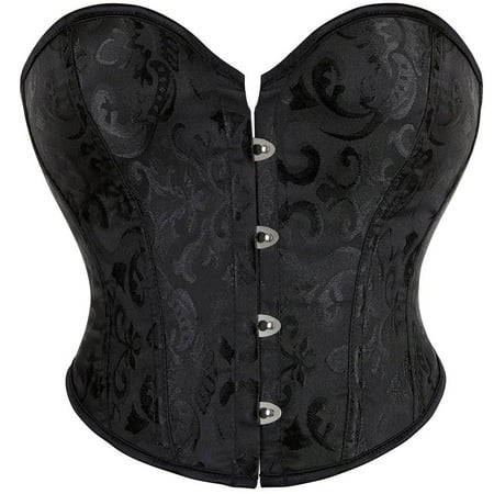 JULMCOMO Corset Shapewear Ruffle Trim Bustier Tops for Women Retro Zip Push Up Corsets Waist Trainer Strapless Lingerie Tubes Black XL