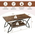 thumbnail image 3 of Costway 2-Tier Industrial Coffee Table Rectangular Cocktail Table with Storage Shelf Rustic Brown, 3 of 10