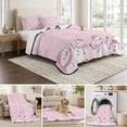 thumbnail image 6 of Quilts Twin Size Bedding Set, Pink Snowman Christmas Lightweight Quilted Comforter, Xmas Snowflake Winter Snowman Soft Reversible Bedspread Coverlet with Pillow Covers for All Season, 68" x 86", 6 of 9