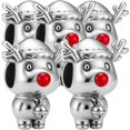 thumbnail image 1 of Charm navidad brillante XmasDeer02 5Pzas Plata S925 Chapa Separador Fijo Venado Navideño Plata/Multicolor Caja Negra 3x3, 1 of 3