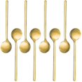 thumbnail image 1 of paquetes de cucharas de café de acero inoxidable bañadas en oro, minicucharillas para café, azúcar, postres, pasteles, hielo, 1 of 5
