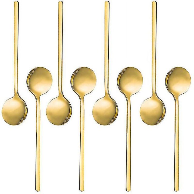 paquetes de cucharas de café de acero inoxidable bañadas en oro, minicucharillas para café, azúcar, postres, pasteles, hielo