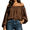 Coffee #42, variant on Women's Off Shoulder Long Sleeve Blouse Casual Elastic Loose Daily Shirts Brown S