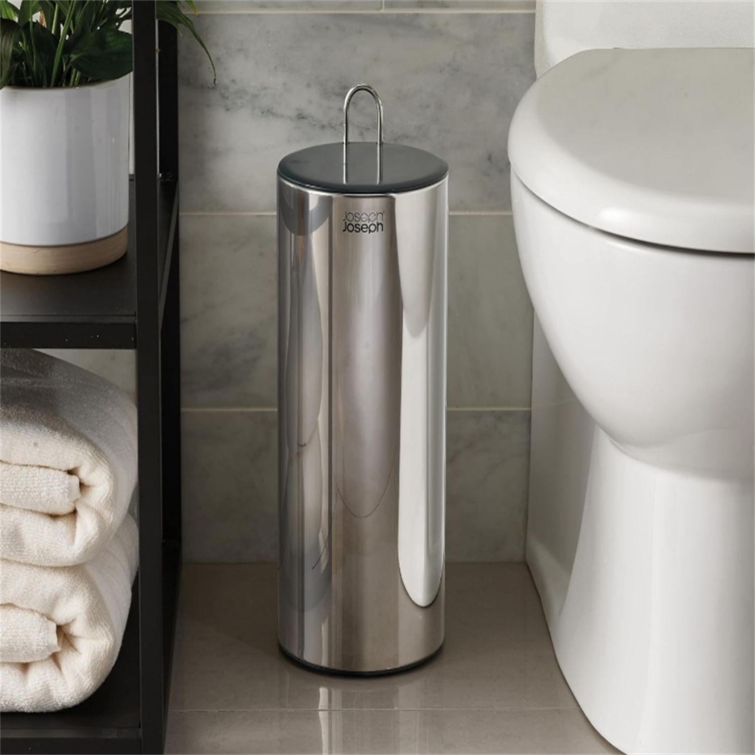 Stainless Steel Concealed Toilet Paper Holder Stand Storage with Lid, Hods up to 3 Rolls